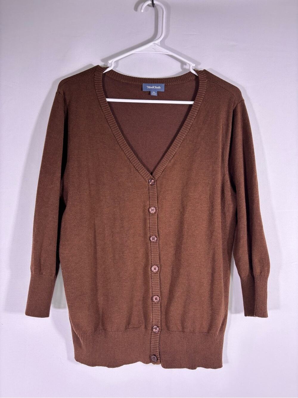 ModCloth Brown Cardigan Dark Academia Button Lightweight Sweater Cozy XL 0039